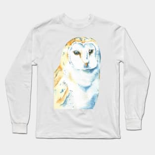 barn owl watercolor portrait bird 20. Long Sleeve T-Shirt